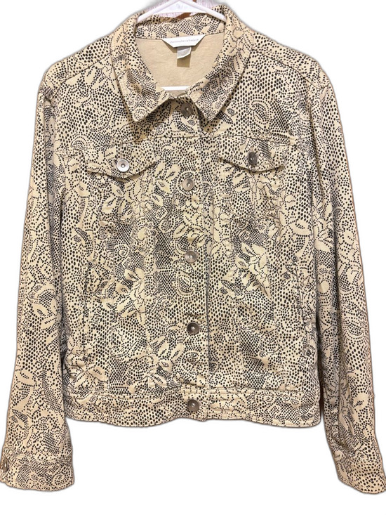 Christopher & Banks Jackets & Blazers - Christopher & Banks Beige and Gray Printed Button-Front Jacket. Size L